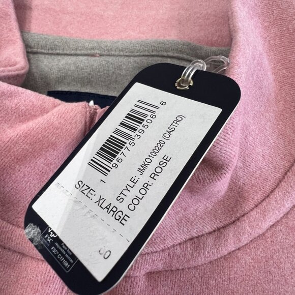 Johnnie-O Castro 1/4 Zip Pullover, Rose Pink Soft Extra Large XL NWT - Picture 4 of 8